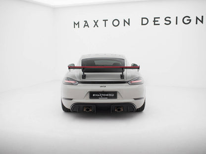 Maxton Design Carbon Spoiler With Internal Brackets Uprights V.2 + LED Porsche 718 Cayman GTS 982c