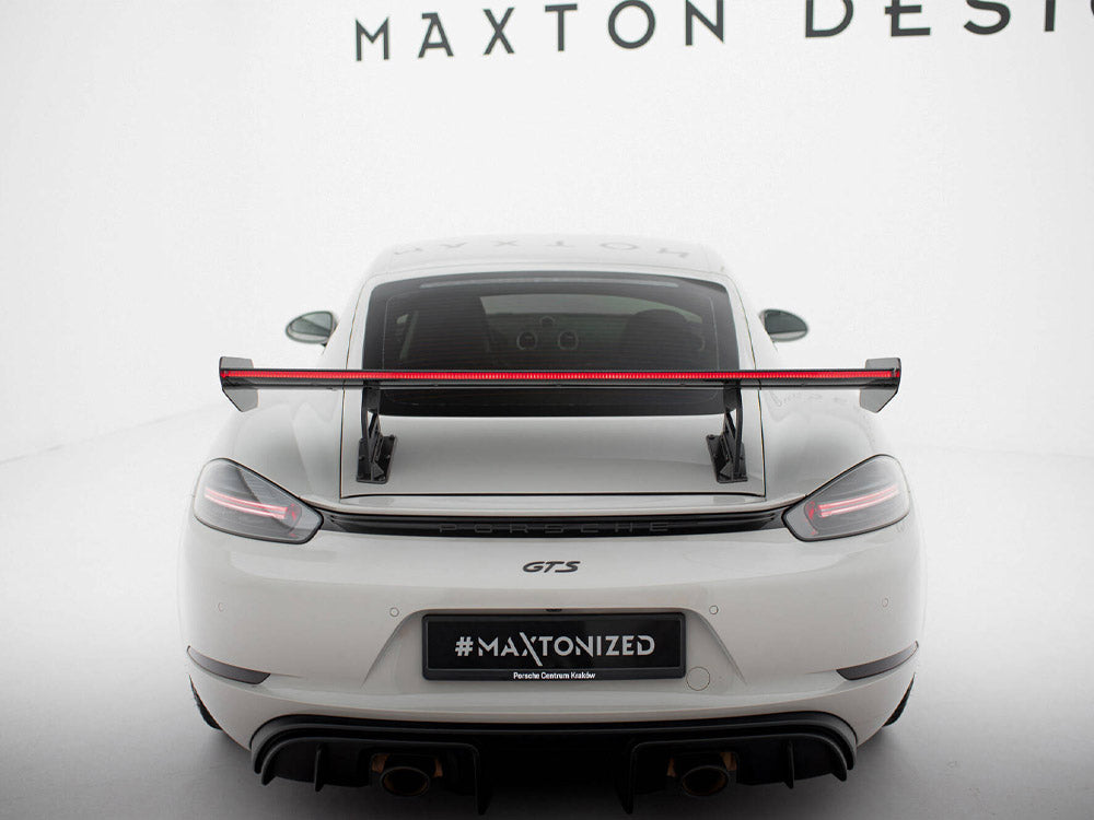 Maxton Design Carbon Spoiler With Internal Brackets Uprights V.2 + LED Porsche 718 Cayman GTS 982c