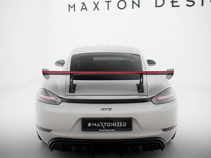 Maxton Design Carbon Spoiler With Internal Brackets Uprights V.2 + LED Porsche 718 Cayman GTS 982c