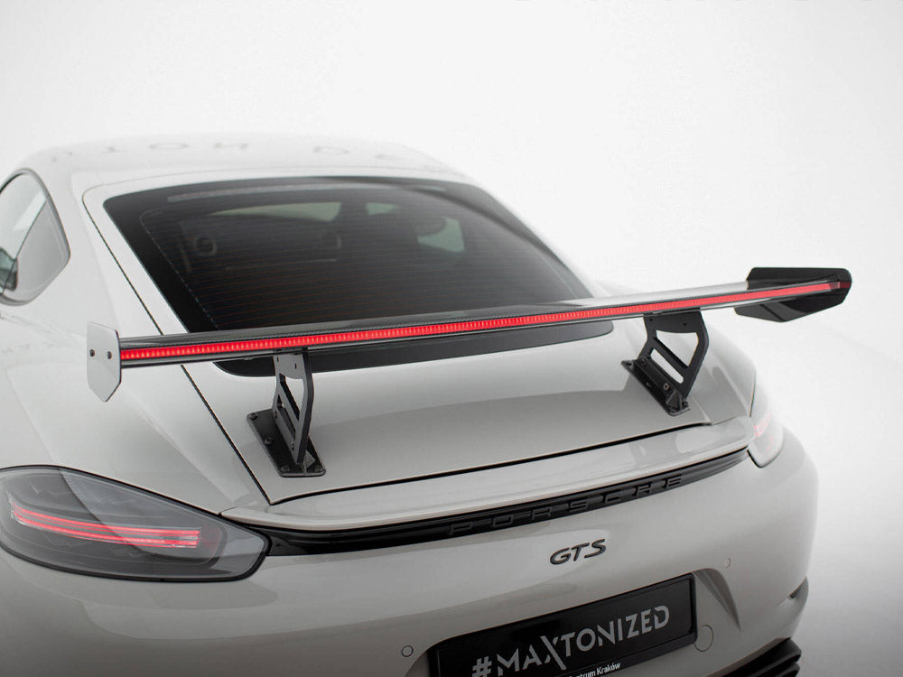 Maxton Design Carbon Spoiler With Internal Brackets Uprights V.2 + LED Porsche 718 Cayman GTS 982c
