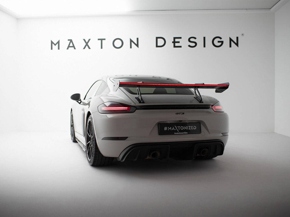 Maxton Design Carbon Spoiler With Upper Swan Mounting V.1 + LED Porsche 718 Cayman GTS 982c