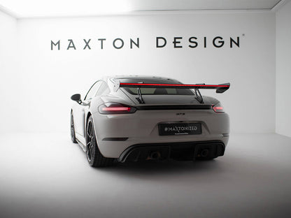 Maxton Design Carbon Spoiler With Upper Swan Mounting V.1 + LED Porsche 718 Cayman GTS 982c