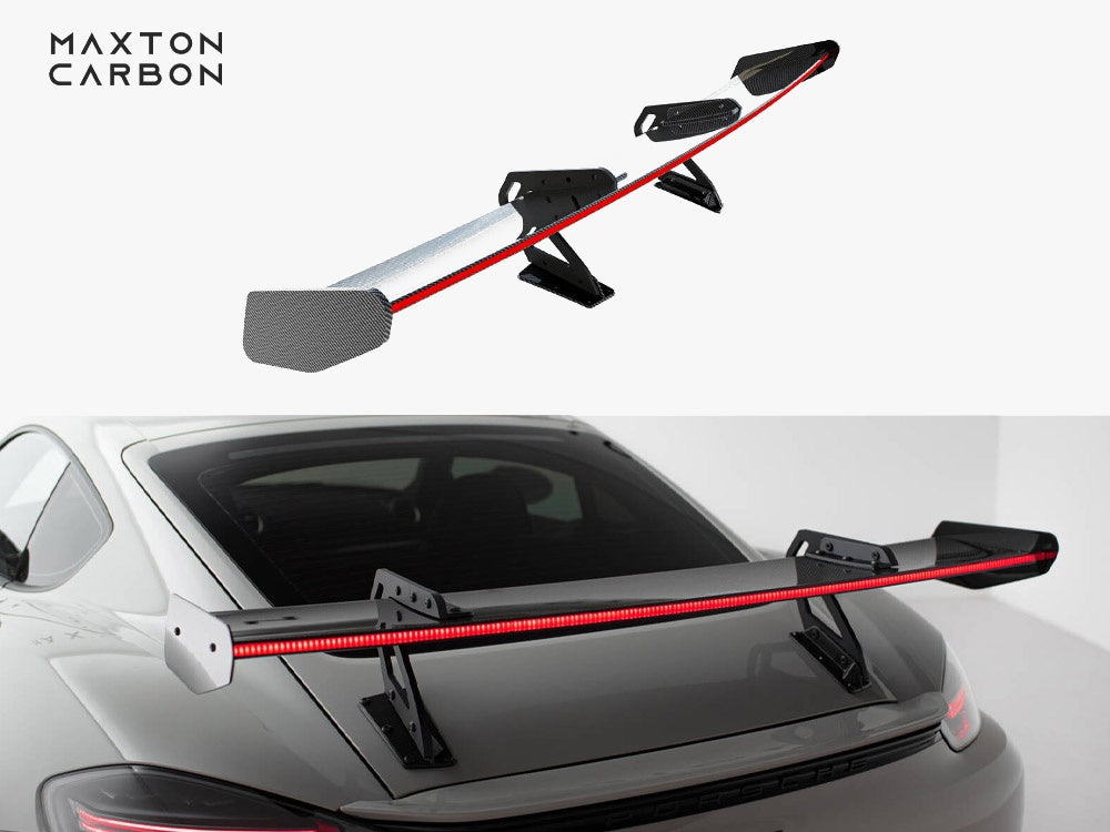 Maxton Design Carbon Spoiler With Upper Swan Mounting V.1 + LED Porsche 718 Cayman GTS 982c