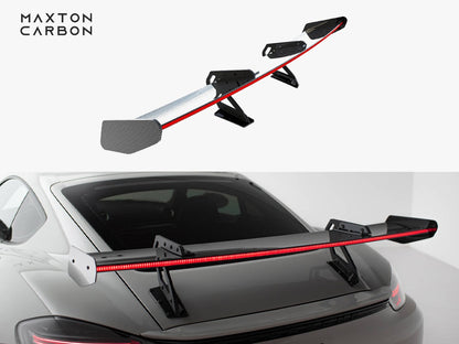 Maxton Design Carbon Spoiler With Upper Swan Mounting V.1 + LED Porsche 718 Cayman GTS 982c