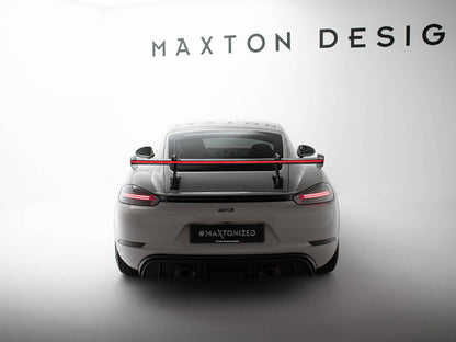 Maxton Design Carbon Spoiler With Upper Swan Mounting V.1 + LED Porsche 718 Cayman GTS 982c