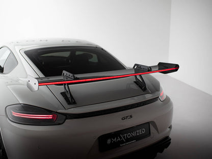 Maxton Design Carbon Spoiler With Upper Swan Mounting V.1 + LED Porsche 718 Cayman GTS 982c
