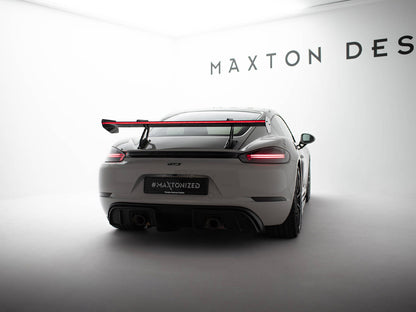 Maxton Design Carbon Spoiler With Upper Swan Mounting V.1 + LED Porsche 718 Cayman GTS 982c