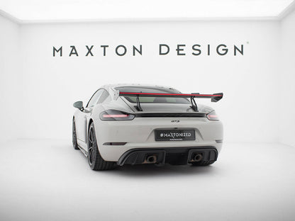 Maxton Design Carbon Spoiler With Upper Swan Mounting V.1 + LED Porsche 718 Cayman GTS 982c