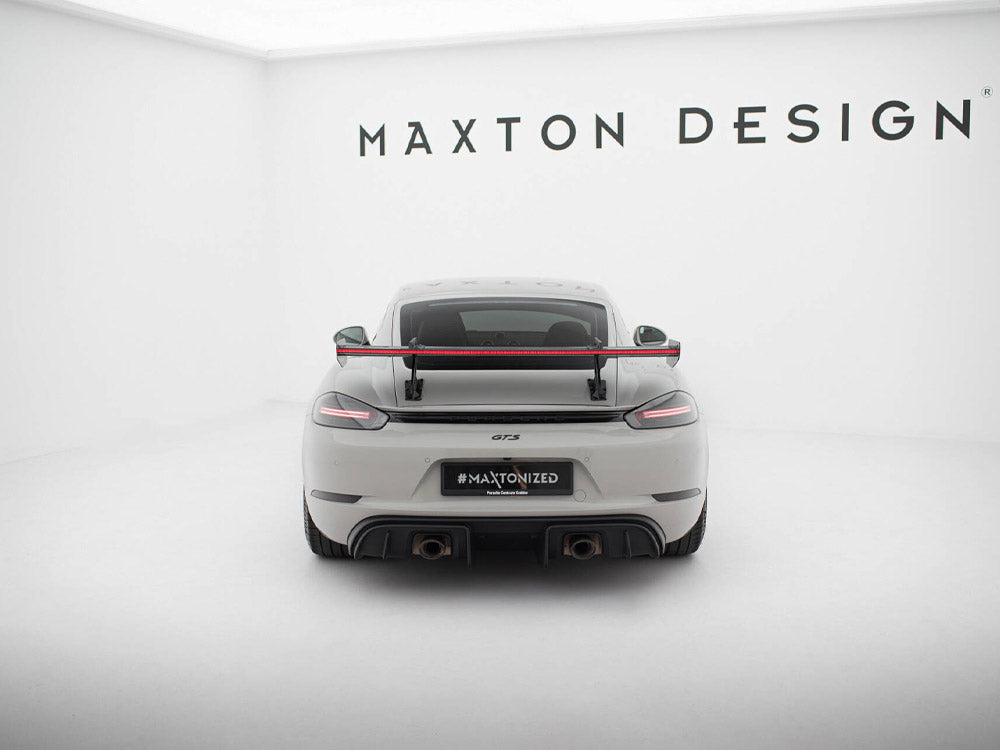 Maxton Design Carbon Spoiler With Upper Swan Mounting V.1 + LED Porsche 718 Cayman GTS 982c