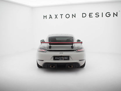 Maxton Design Carbon Spoiler With Upper Swan Mounting V.1 + LED Porsche 718 Cayman GTS 982c