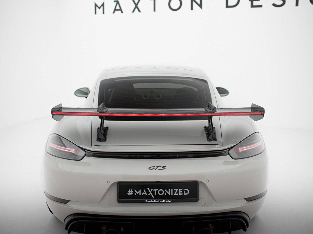 Maxton Design Carbon Spoiler With Upper Swan Mounting V.1 + LED Porsche 718 Cayman GTS 982c