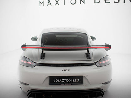 Maxton Design Carbon Spoiler With Upper Swan Mounting V.1 + LED Porsche 718 Cayman GTS 982c