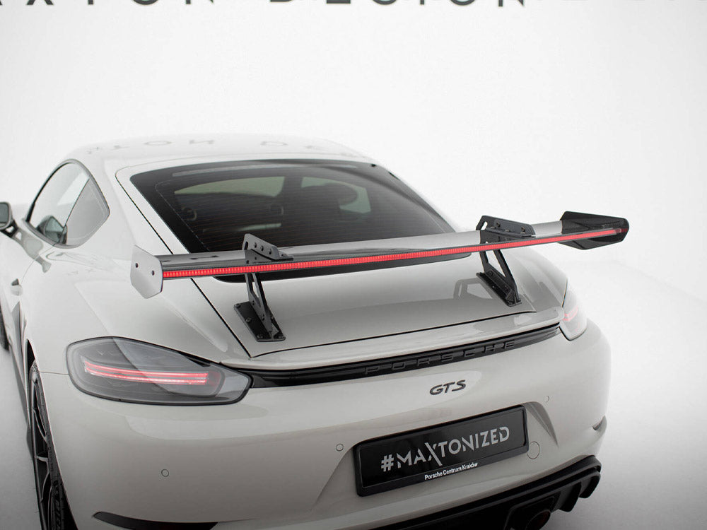 Maxton Design Carbon Spoiler With Upper Swan Mounting V.1 + LED Porsche 718 Cayman GTS 982c
