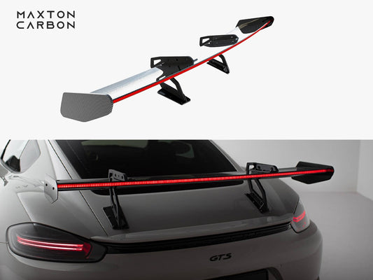 Maxton Design Carbon Spoiler With Upper Swan Mounting V.2 + LED Porsche 718 Cayman GTS 982c