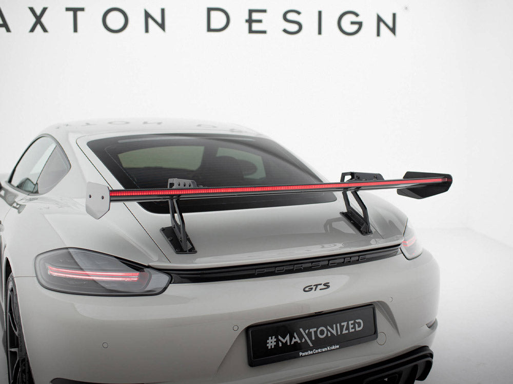 Maxton Design Carbon Spoiler With Upper Swan Mounting V.2 + LED Porsche 718 Cayman GTS 982c
