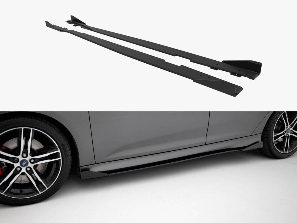 Maxton Design Street PRO Side Skirts Diffusers + Flaps Ford Focus ST Mk3 Facelift