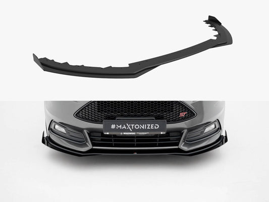 Maxton Design Street PRO Front Splitter + Flaps Ford Focus ST Mk3 Facelift - Black-Red + Gloss Flaps