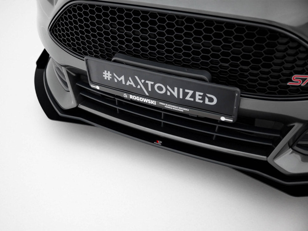 Maxton Design Street PRO Front Splitter + Flaps Ford Focus ST Mk3 Facelift - Black-Red + Gloss Flaps