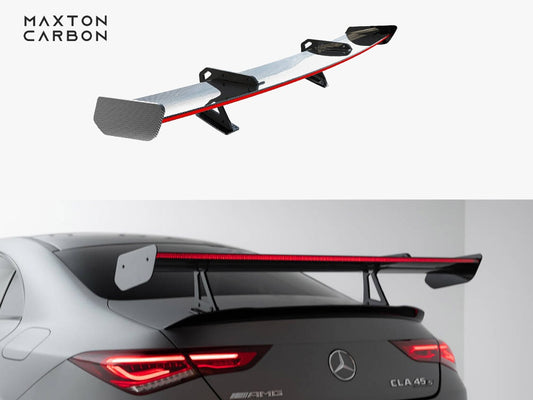 Maxton Design Carbon Spoiler With Upper Swan Mounting + LED Mercedes-Benz CLA Coupe C118 / C118 Facelift
