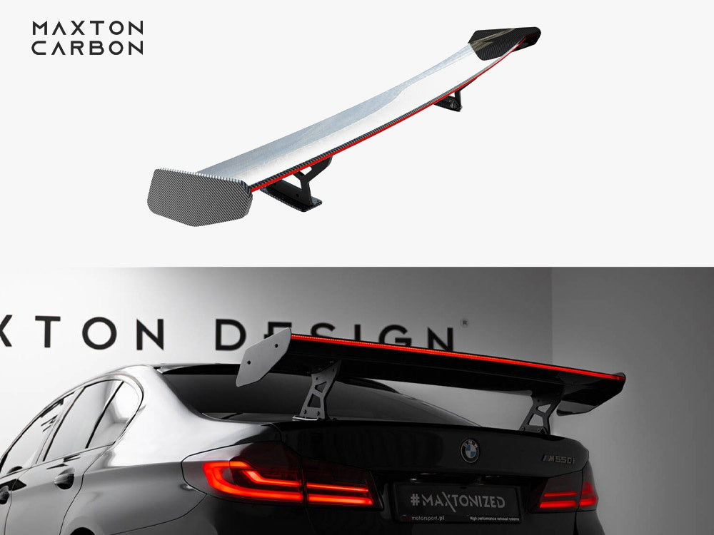 Maxton Design Carbon Spoiler With Internal Brackets Uprights + LED BMW 5 / M5 Sedan G30 / F90