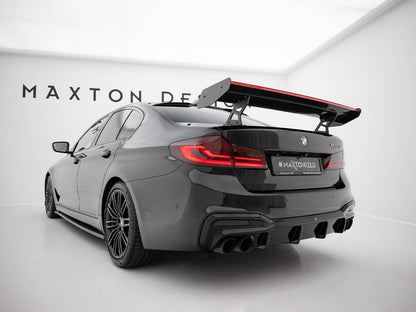 Maxton Design Carbon Spoiler With Internal Brackets Uprights + LED BMW 5 / M5 Sedan G30 / F90