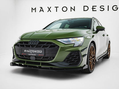 Maxton Design Street PRO Front Splitter V.1 + Flaps Audi S3 Sportback / A3 S-line Sportback 8Y Facelift