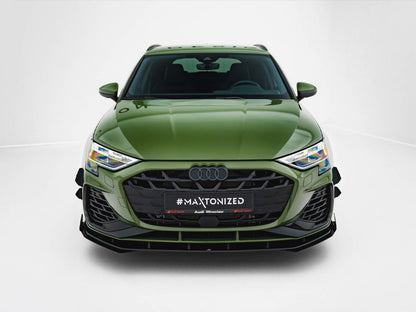 Maxton Design Street PRO Front Splitter V.1 + Flaps Audi S3 Sportback / A3 S-line Sportback 8Y Facelift