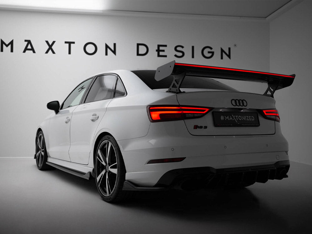 Maxton Design Carbon Spoiler With External Brackets Uprights + LED Audi A3 / A3 S-Line / S3 / RS3 Sedan 8V / 8V Facelift