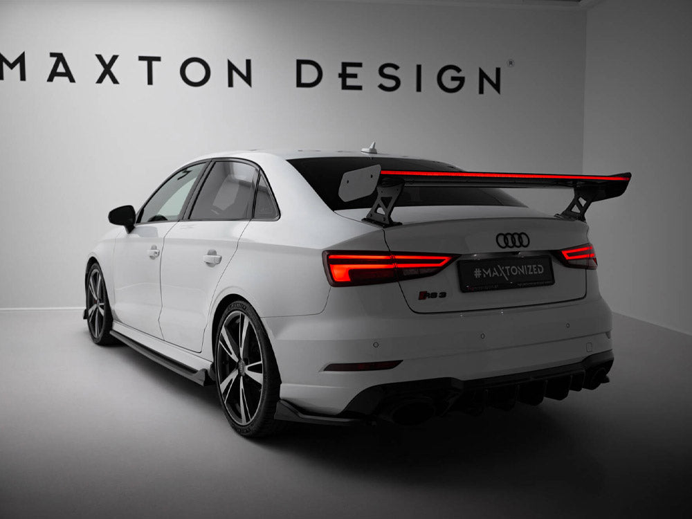 Maxton Design Carbon Spoiler With External Brackets Uprights + LED Audi A3 / A3 S-Line / S3 / RS3 Sedan 8V / 8V Facelift