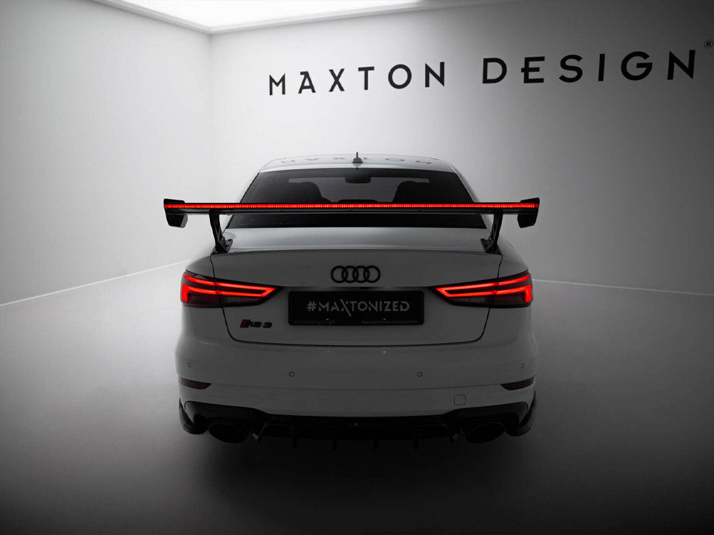 Maxton Design Carbon Spoiler With External Brackets Uprights + LED Audi A3 / A3 S-Line / S3 / RS3 Sedan 8V / 8V Facelift