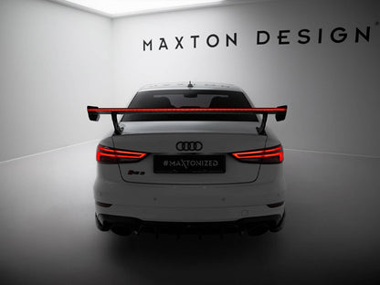 Maxton Design Carbon Spoiler With External Brackets Uprights + LED Audi A3 / A3 S-Line / S3 / RS3 Sedan 8V / 8V Facelift