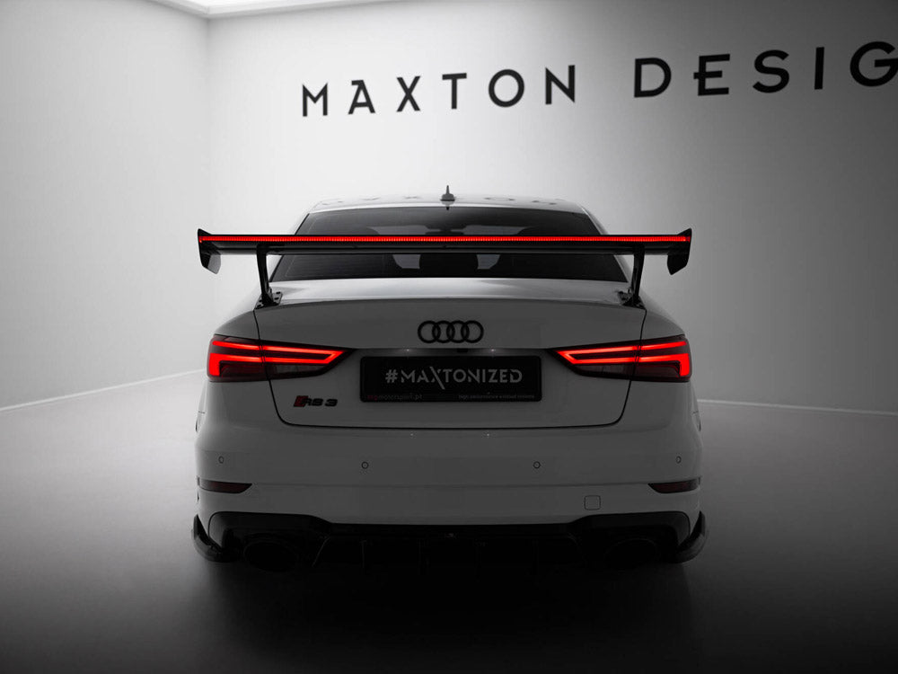 Maxton Design Carbon Spoiler With External Brackets Uprights + LED Audi A3 / A3 S-Line / S3 / RS3 Sedan 8V / 8V Facelift