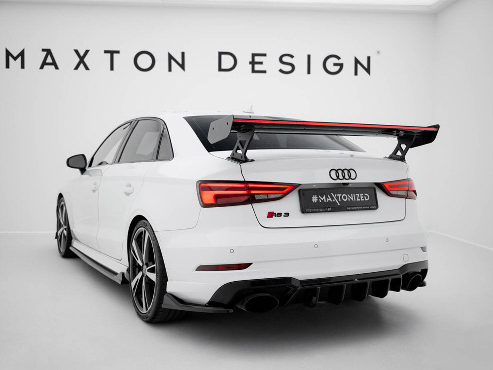Maxton Design Carbon Spoiler With External Brackets Uprights + LED Audi A3 / A3 S-Line / S3 / RS3 Sedan 8V / 8V Facelift