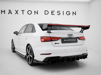 Maxton Design Carbon Spoiler With External Brackets Uprights + LED Audi A3 / A3 S-Line / S3 / RS3 Sedan 8V / 8V Facelift
