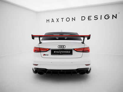 Maxton Design Carbon Spoiler With External Brackets Uprights + LED Audi A3 / A3 S-Line / S3 / RS3 Sedan 8V / 8V Facelift
