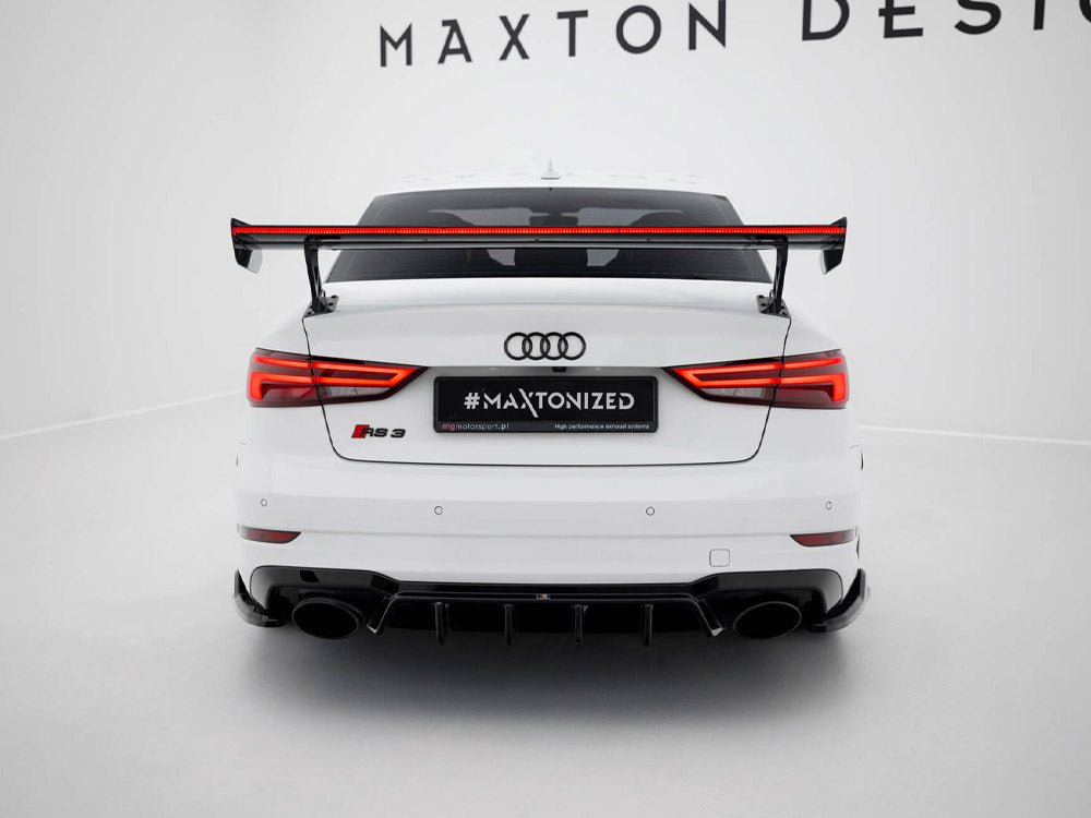 Maxton Design Carbon Spoiler With External Brackets Uprights + LED Audi A3 / A3 S-Line / S3 / RS3 Sedan 8V / 8V Facelift