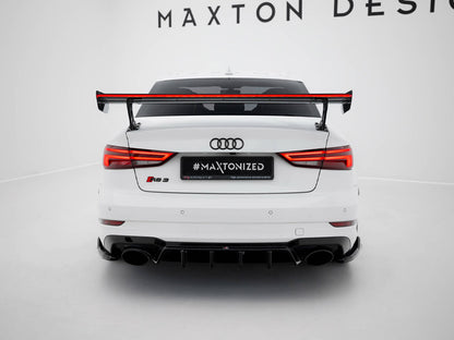 Maxton Design Carbon Spoiler With External Brackets Uprights + LED Audi A3 / A3 S-Line / S3 / RS3 Sedan 8V / 8V Facelift