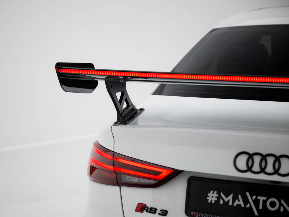 Maxton Design Carbon Spoiler With External Brackets Uprights + LED Audi A3 / A3 S-Line / S3 / RS3 Sedan 8V / 8V Facelift