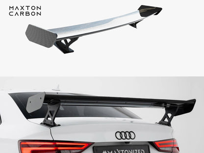Maxton Design Carbon Spoiler With External Brackets Uprights Audi A3 / A3 S-Line / S3 / RS3 Sedan 8V / 8V Facelift