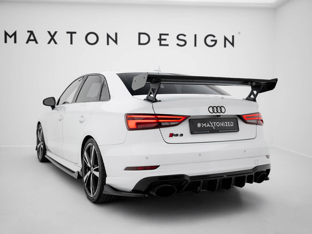 Maxton Design Carbon Spoiler With External Brackets Uprights Audi A3 / A3 S-Line / S3 / RS3 Sedan 8V / 8V Facelift