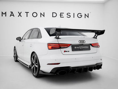 Maxton Design Carbon Spoiler With External Brackets Uprights Audi A3 / A3 S-Line / S3 / RS3 Sedan 8V / 8V Facelift
