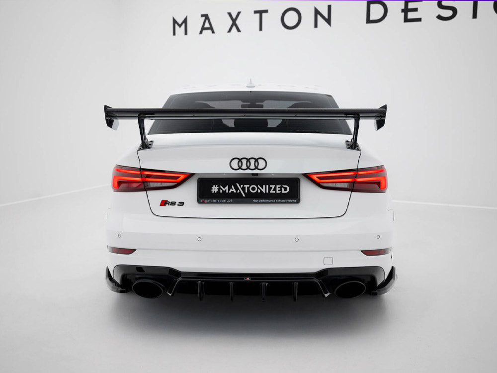 Maxton Design Carbon Spoiler With External Brackets Uprights Audi A3 / A3 S-Line / S3 / RS3 Sedan 8V / 8V Facelift