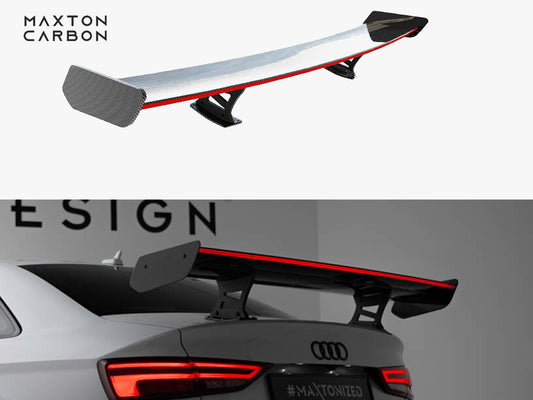 Maxton Design Carbon Spoiler With Internal Brackets Uprights + LED Audi A3 / A3 S-Line / S3 / RS3 Sedan 8V / 8V Facelift