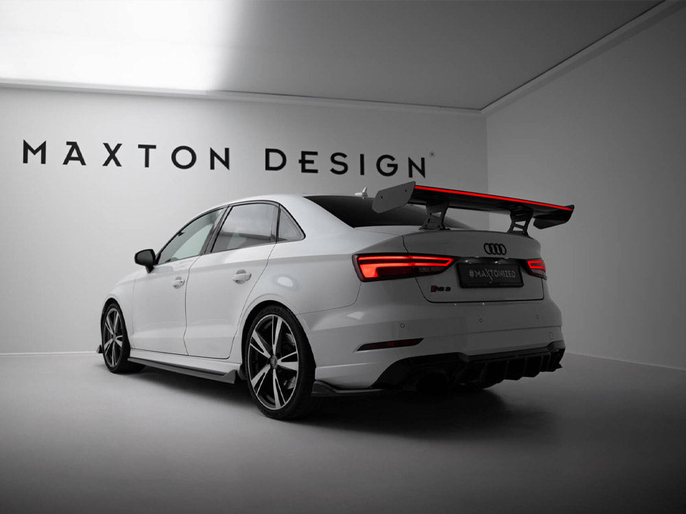 Maxton Design Carbon Spoiler With Internal Brackets Uprights + LED Audi A3 / A3 S-Line / S3 / RS3 Sedan 8V / 8V Facelift