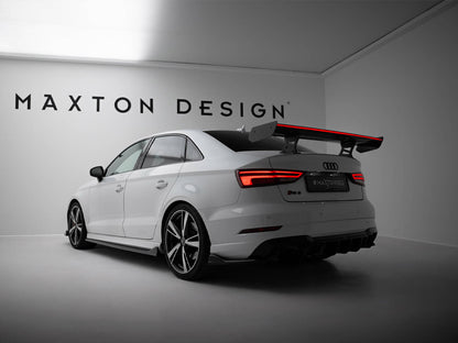Maxton Design Carbon Spoiler With Internal Brackets Uprights + LED Audi A3 / A3 S-Line / S3 / RS3 Sedan 8V / 8V Facelift