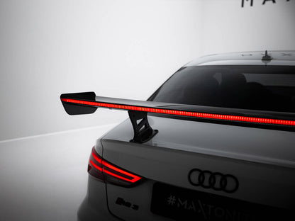Maxton Design Carbon Spoiler With Internal Brackets Uprights + LED Audi A3 / A3 S-Line / S3 / RS3 Sedan 8V / 8V Facelift