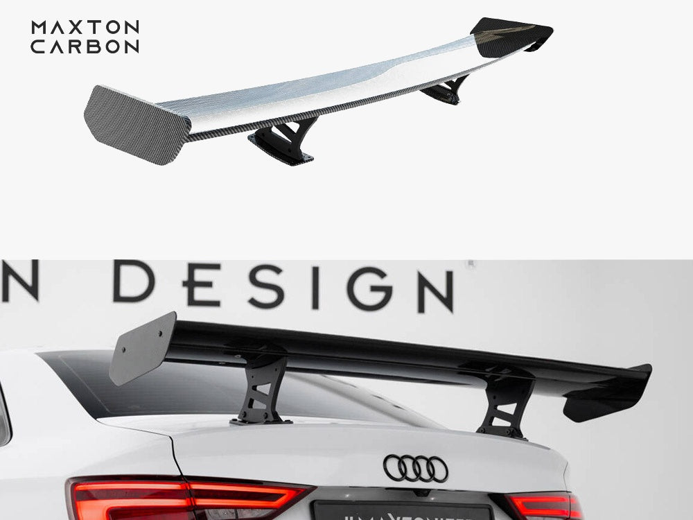 Maxton Design Carbon Spoiler With Internal Brackets Uprights Audi A3 / A3 S-Line / S3 / RS3 Sedan 8V / 8V Facelift