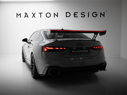 Maxton Design Carbon Spoiler With External Brackets Uprights V.1 + LED Audi A5 / A5 S-Line / S5 / RS5 Coupe F5 / F5 Facelift