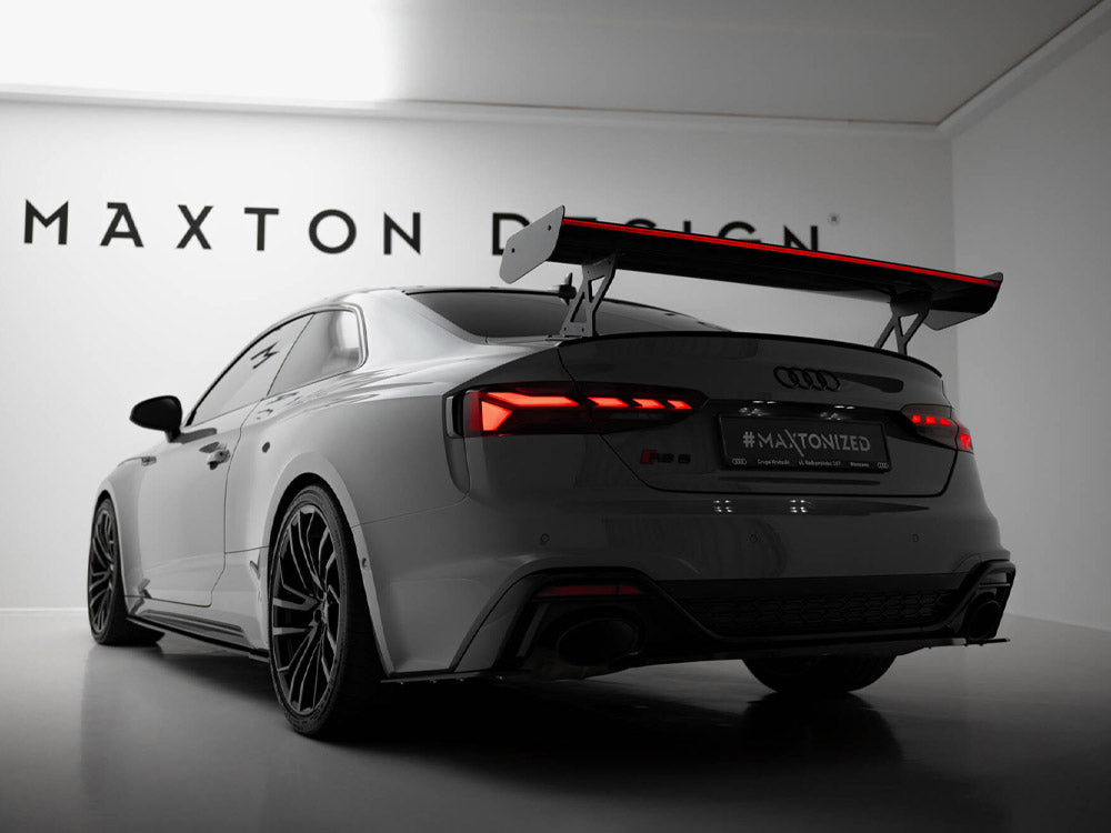 Maxton Design Carbon Spoiler With External Brackets Uprights V.1 + LED Audi A5 / A5 S-Line / S5 / RS5 Coupe F5 / F5 Facelift