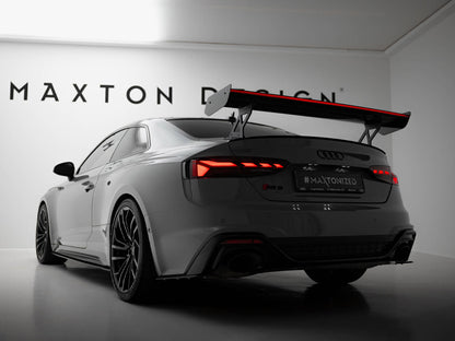 Maxton Design Carbon Spoiler With External Brackets Uprights V.1 + LED Audi A5 / A5 S-Line / S5 / RS5 Coupe F5 / F5 Facelift